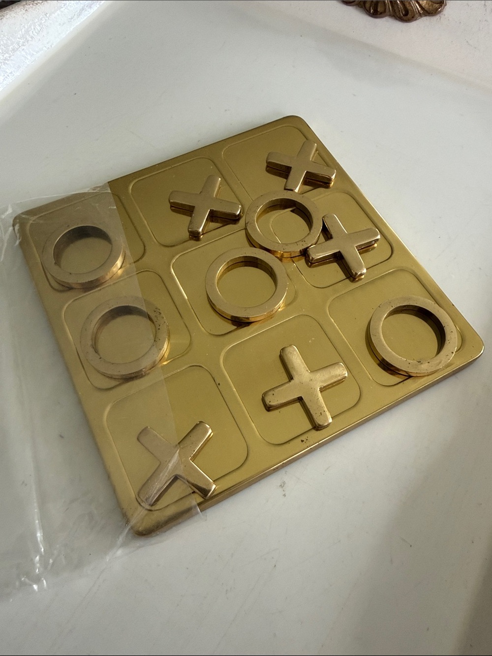 Mid Century Brass Enesco Tic-Tac-Toe Set - NEW